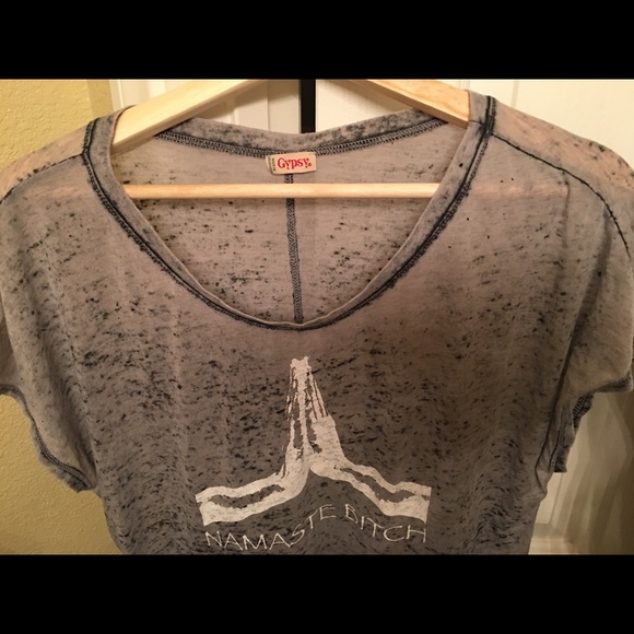 Grey GYPSY Namaste Bitch T-shirt Sz Lg - Picture 4 of 6